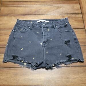 Tinseltown Denim Shorts w/ Embroidered Stars & Moons, Button Fly - Size Junior13